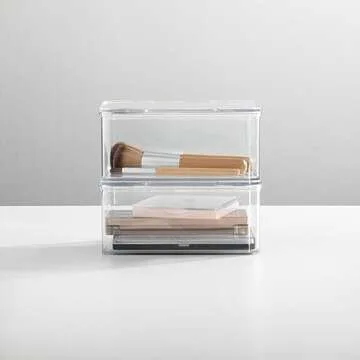 mDesign Clear Cosmetic Storage Organizer with Hinged Lid
