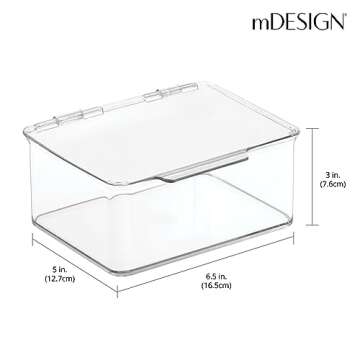 mDesign Clear Cosmetic Storage Organizer with Hinged Lid
