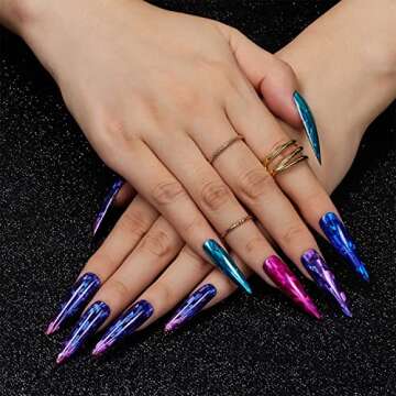 Makartt 2pcs Nail Foil Glue Gel with 20pcs Colorful Holographic Flower Print Nail Foil Sheets Kit, Nail Transfer Stickers Foil Adhesive for DIY Nail Art Designs (15ML)