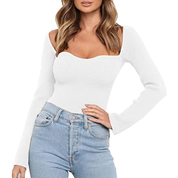 LILLUSORY Long Sleeve Sweater – Stylish Ribbed Knit Top for Spring