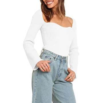 LILLUSORY Trendy Long Sleeve Ribbed Knit Sweater