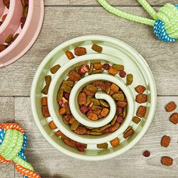 Juvale Interactive Dog Bowl, Spiral Slow Feeder Pet Dish (Pink and Green)