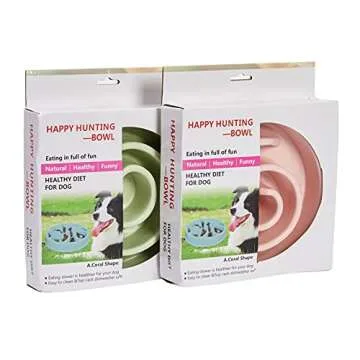 Juvale Interactive Dog Bowl, Spiral Slow Feeder Pet Dish (Pink and Green)