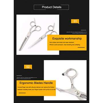 Hair Scissors Hairdressing Barber Cutting 6.5” Professional Straight Edge Razor Sharp Thinning Texturizing Haircut kit