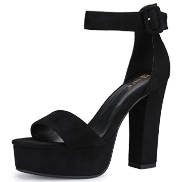 IDIFU IN5 Sabrina Stylish Black Platform Heels - Comfortable Block High Heels for Women