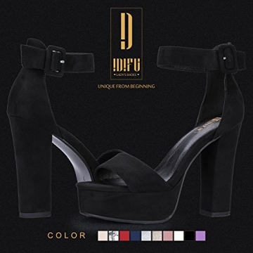 IDIFU Sabrina Black Chunky Platform Heels for Women