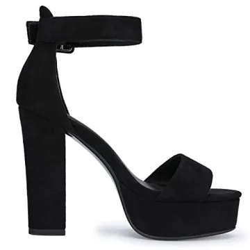 IDIFU Sabrina Black Chunky Platform Heels for Women