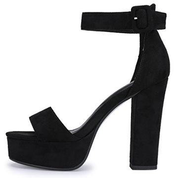 IDIFU Sabrina Black Chunky Platform Heels for Women