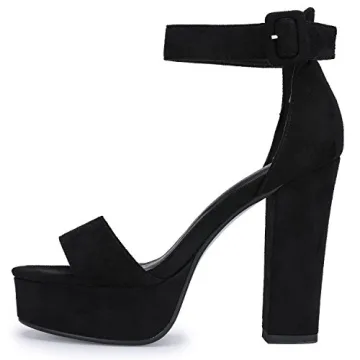 IDIFU Sabrina Black Chunky Platform Heels for Women