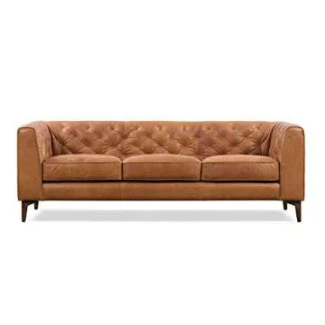Poly & Bark Essex Leather Couch 89-Inch Sofa Cognac Tan