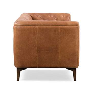Poly & Bark Essex Leather Couch – 89-Inch Sofa with Tufted Back - Full Grain Leather Couch with Feather-Down Topper On Seating Surfaces – Vintage Pure-Aniline Italian Leather – Cognac Tan