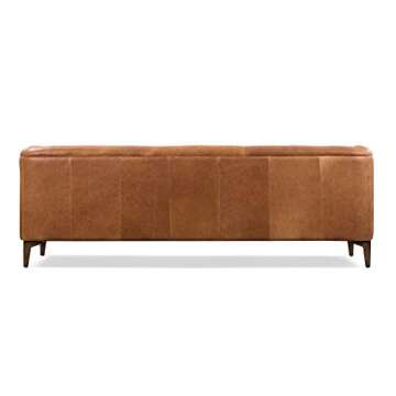 Poly & Bark Essex Leather Couch – 89-Inch Sofa with Tufted Back - Full Grain Leather Couch with Feather-Down Topper On Seating Surfaces – Vintage Pure-Aniline Italian Leather – Cognac Tan