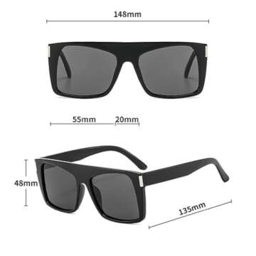 mincl Retro Square Sunglasses for Women Shades UV400 Fashion Blue Green Men Rivets Trending Punk Sun Glasses (brown blue)