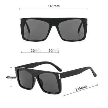 mincl Retro Square Sunglasses for Women Shades UV400 Fashion Blue Green Men Rivets Trending Punk Sun Glasses (brown blue)
