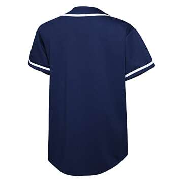 EALER BJ80 Series Mens Baseball Jersey Button Down Shirts Short Sleeve Hipster Hip Hop Sports Unifor...