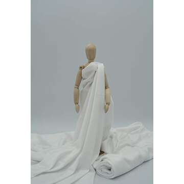 MADEUNID 2 Yards Pre-cut Solid Color Interlock Fabric, Soft and Stretch Fabric in 59" Wide for DIY Craft, head scarf, Upholstery and Home & Party Decorative etc. (WHITE)