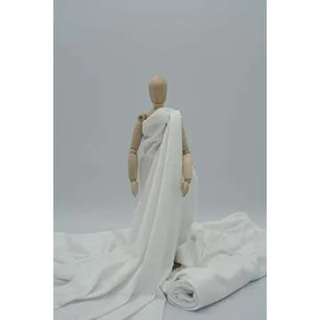 MADEUNID 2 Yards Pre-cut Solid Color Interlock Fabric, Soft and Stretch Fabric in 59" Wide for DIY Craft, head scarf, Upholstery and Home & Party Decorative etc. (WHITE)