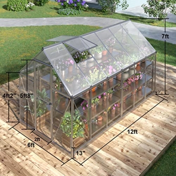 PAPAJET 6x12 FT Hybrid Polycarbonate Greenhouse for Gardening