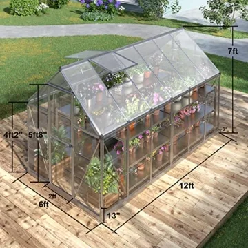 PAPAJET 6x12 FT Hybrid Polycarbonate Greenhouse for Gardening