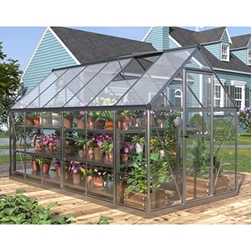 PAPAJET 6x12 FT Hybrid Polycarbonate Greenhouse for Gardening