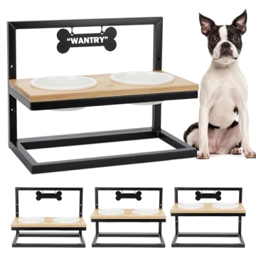 WANTRYAPET Elevated Dog Bowls Adjustable to 3 Heights with Marker, Antirust Stainless Steel Frame Ra...