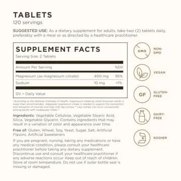 Solgar Magnesium Citrate, 120 Tablets - Promotes Healthy Bones - Supports Nerve & Muscle Function - ...