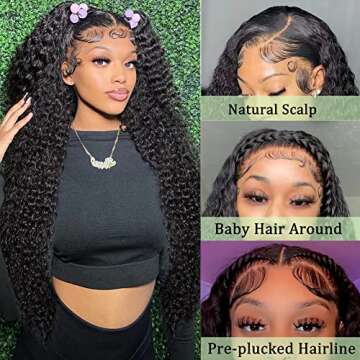 Hibiktba Curly Lace Front Wig Human Hair HD Lace Front Wigs Human Hair Pre Plucked with Baby Hair Curly Wigs for Black Women Brazilian Virgin 13x4 Kinky Curly Wig 180% Density Natural Color 20 Inch