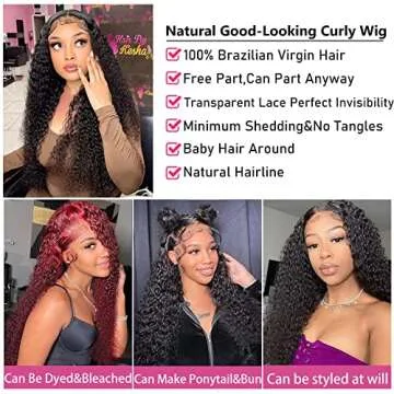 Hibiktba Curly Lace Front Wig Human Hair HD Lace Front Wigs Human Hair Pre Plucked with Baby Hair Curly Wigs for Black Women Brazilian Virgin 13x4 Kinky Curly Wig 180% Density Natural Color 20 Inch