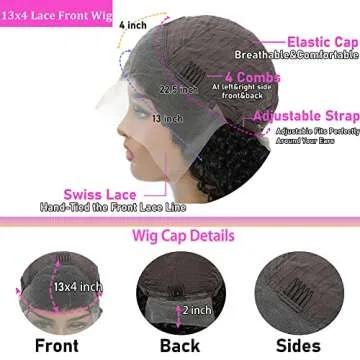 Hibiktba Curly Lace Front Wig Human Hair HD Lace Front Wigs Human Hair Pre Plucked with Baby Hair Curly Wigs for Black Women Brazilian Virgin 13x4 Kinky Curly Wig 180% Density Natural Color 20 Inch