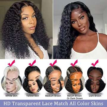 Hibiktba Curly Lace Front Wig Human Hair HD Lace Front Wigs Human Hair Pre Plucked with Baby Hair Curly Wigs for Black Women Brazilian Virgin 13x4 Kinky Curly Wig 180% Density Natural Color 20 Inch