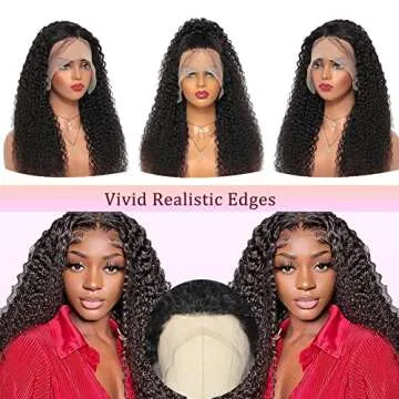Hibiktba Curly Lace Front Wig Human Hair HD Lace Front Wigs Human Hair Pre Plucked with Baby Hair Curly Wigs for Black Women Brazilian Virgin 13x4 Kinky Curly Wig 180% Density Natural Color 20 Inch