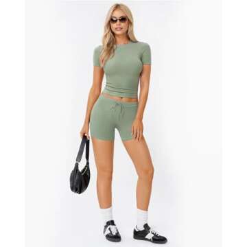 Stylish MANGOPOP Womens Two Piece Lounge Set for Comfort