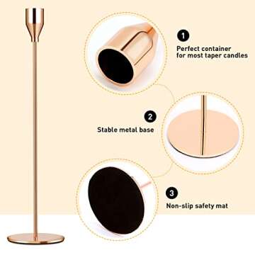 Gold Candlestick Holder Set of 12 for Taper Candles, Decorative Candle Holders Bulk Candle Stick Holders Taper Candle Holders for Table Centerpiece Wedding Dinning Party Anniversary Home Decor
