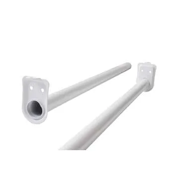 48 Inch to 72 Inch Adjustable Closet Rod for Hanging Clothes, White, Heavy Duty Steel, Center Support Bracket Included – Design House, 205831