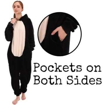 Comfortable Flannel Cat Onesie for Adults - Perfect for Halloween and Home