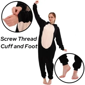 Comfortable Flannel Cat Onesie for Adults - Perfect for Halloween and Home