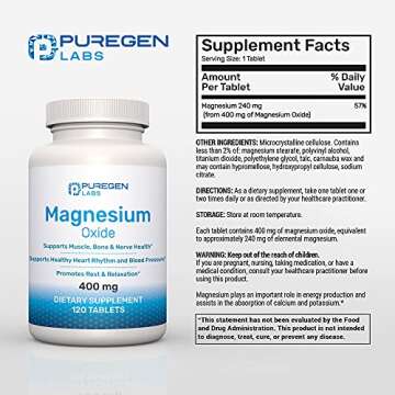 Magnesium 400mg - High Potency Oxide Supplement for Relaxation & Muscle Recovery