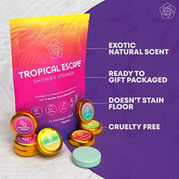 Aromatherapy Shower Steamers 15-Pack - Exotic Fruity Scents, Relaxing Spa Experience, Ideal Gift for...