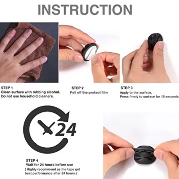 OHill 16-Pack Self-Adhesive Cable Clips for Home & Office