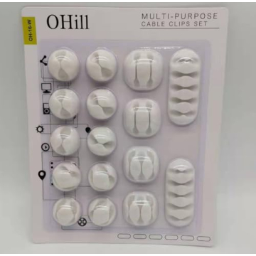 OHill 16-Pack Self-Adhesive Cable Clips for Home & Office