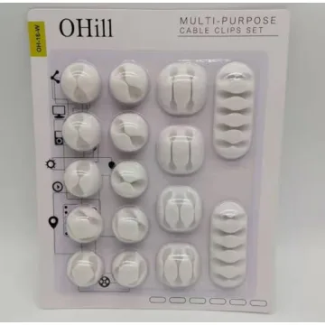 OHill 16-Pack Self-Adhesive Cable Clips for Home & Office