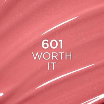 L'Oreal Paris Plump Ambition Hyaluron Lip Oil, 24 HR Lip Gloss with Hyaluronic Acid, Volumizing Formula with Glass-Like Shine, Worth It 601, 0.16 Fl Oz