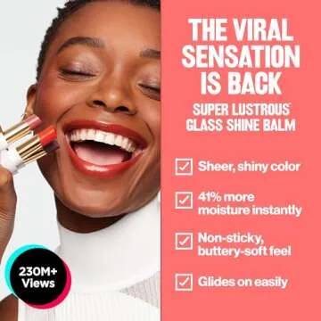 REVLON Super Lustrous Glass Shine Balm, Hydrating Tinted Lip Balm, Sheer, Glossy Shiny Finish, 003 Honey Shine, 0.11 oz