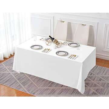 Surmente White Rectangle Tablecloth 90 x 156-inch Rectangular Polyester Table Cloth for Weddings, Banquets, or Restaurants
