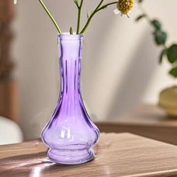 Eleganttime Bud Vases for Flowers,Glass Colored Bud Vase in Bulk Set of 10,Small Vintage Vase Bottle for Wedding Decorations,Garden and Home Decor,Centerpieces,Colorful Mexican Décor