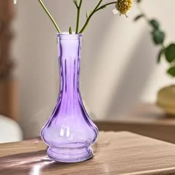 Eleganttime Bud Vases for Flowers,Glass Colored Bud Vase in Bulk Set of 10,Small Vintage Vase Bottle for Wedding Decorations,Garden and Home Decor,Centerpieces,Colorful Mexican Décor