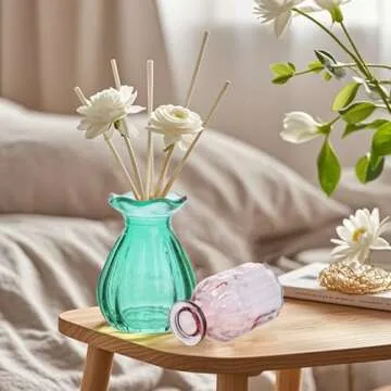 Eleganttime Bud Vases for Flowers,Glass Colored Bud Vase in Bulk Set of 10,Small Vintage Vase Bottle for Wedding Decorations,Garden and Home Decor,Centerpieces,Colorful Mexican Décor