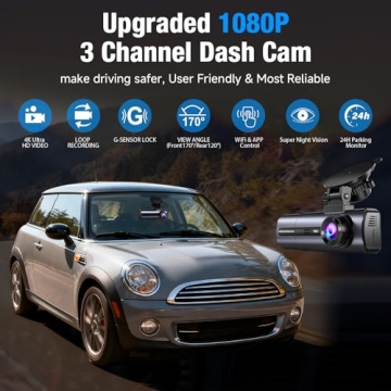 3 Channel 4K Dash Cam with WiFi & APP Control for Safety