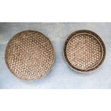 Creative Co-Op Round Bamboo Baskets (Set of 3 Sizes)
