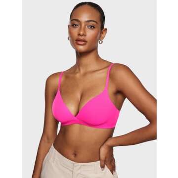 INLYRIC Women's Inbarely Triangle Bralette Comfortable Unlined V Neck Wireless Smoothing Bra Top Str...